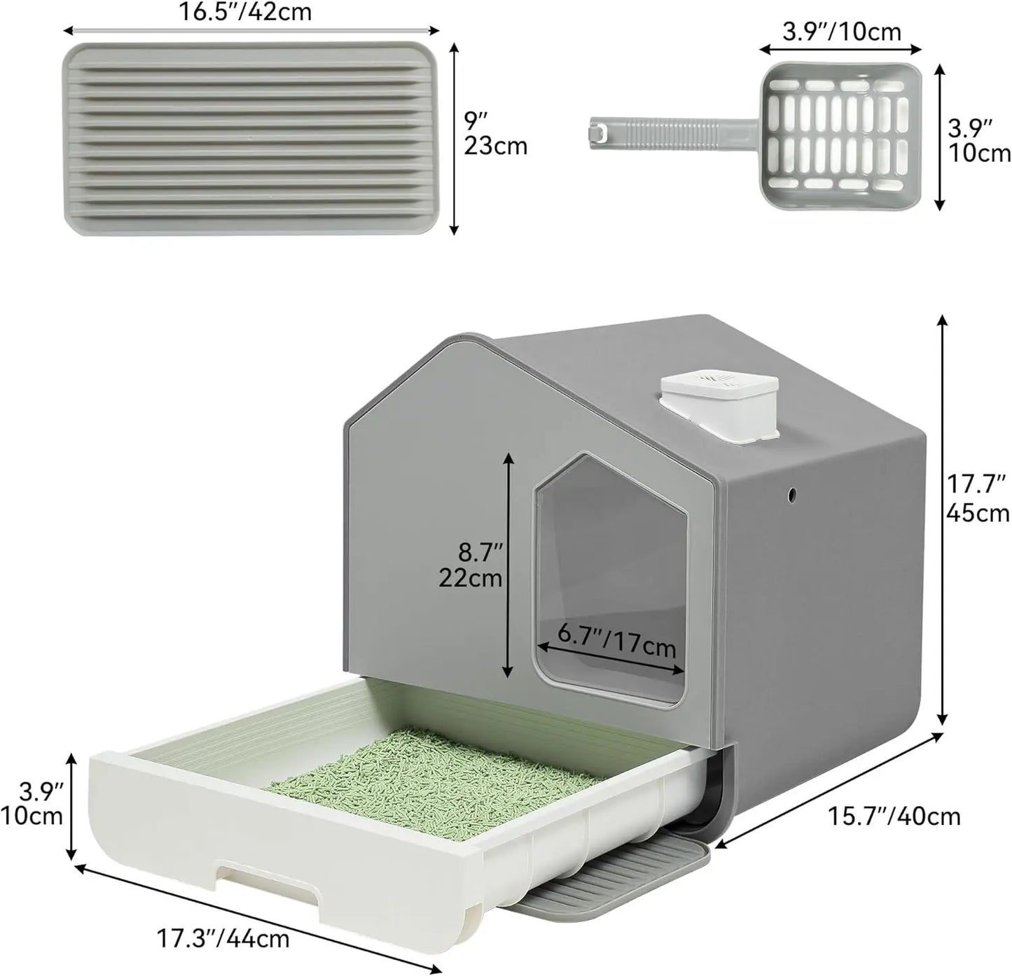 Extra Large  Cat Litter Box with Mat and Litter Scoop Odorless Anti-Splashing