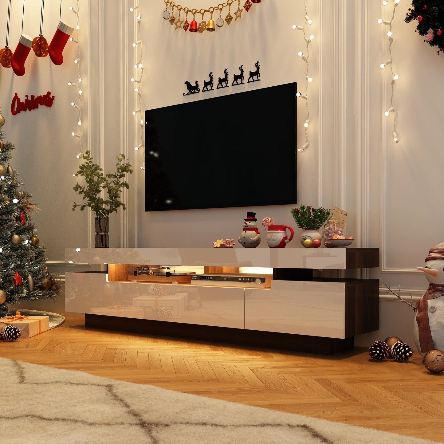 70IN White TV Stand for 75/80 inch TV,