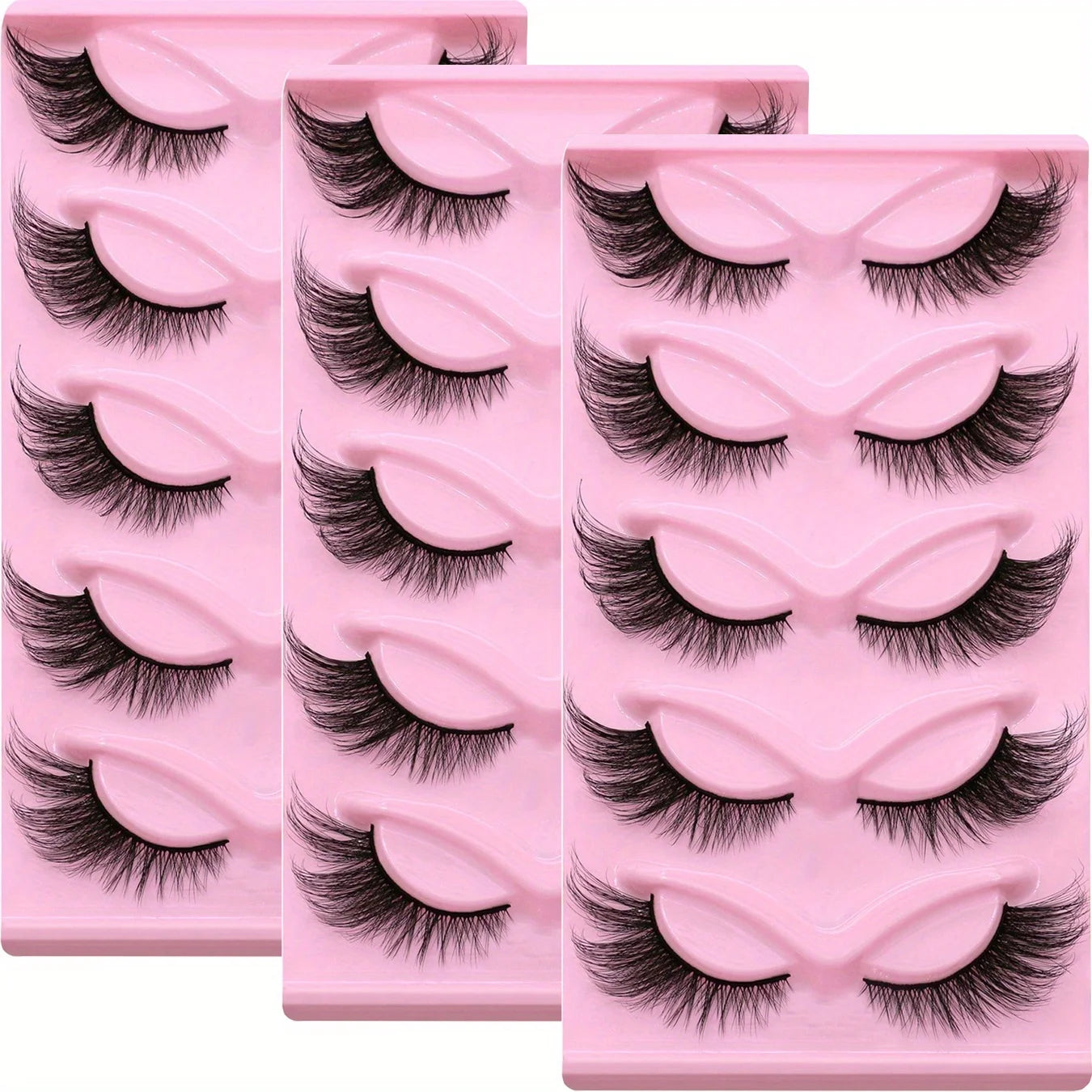 15Pairs/3Pack Cat Eye Lashes Long  Cat Eye Look  Elongated Strip Thick Eyelashes