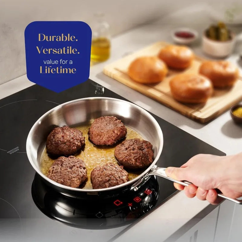 3 Ply Stainless Steel Cookware Set - 10-Piece, Full Clad, Induction, Non-Toxic, Oven Safe, Professional Pots