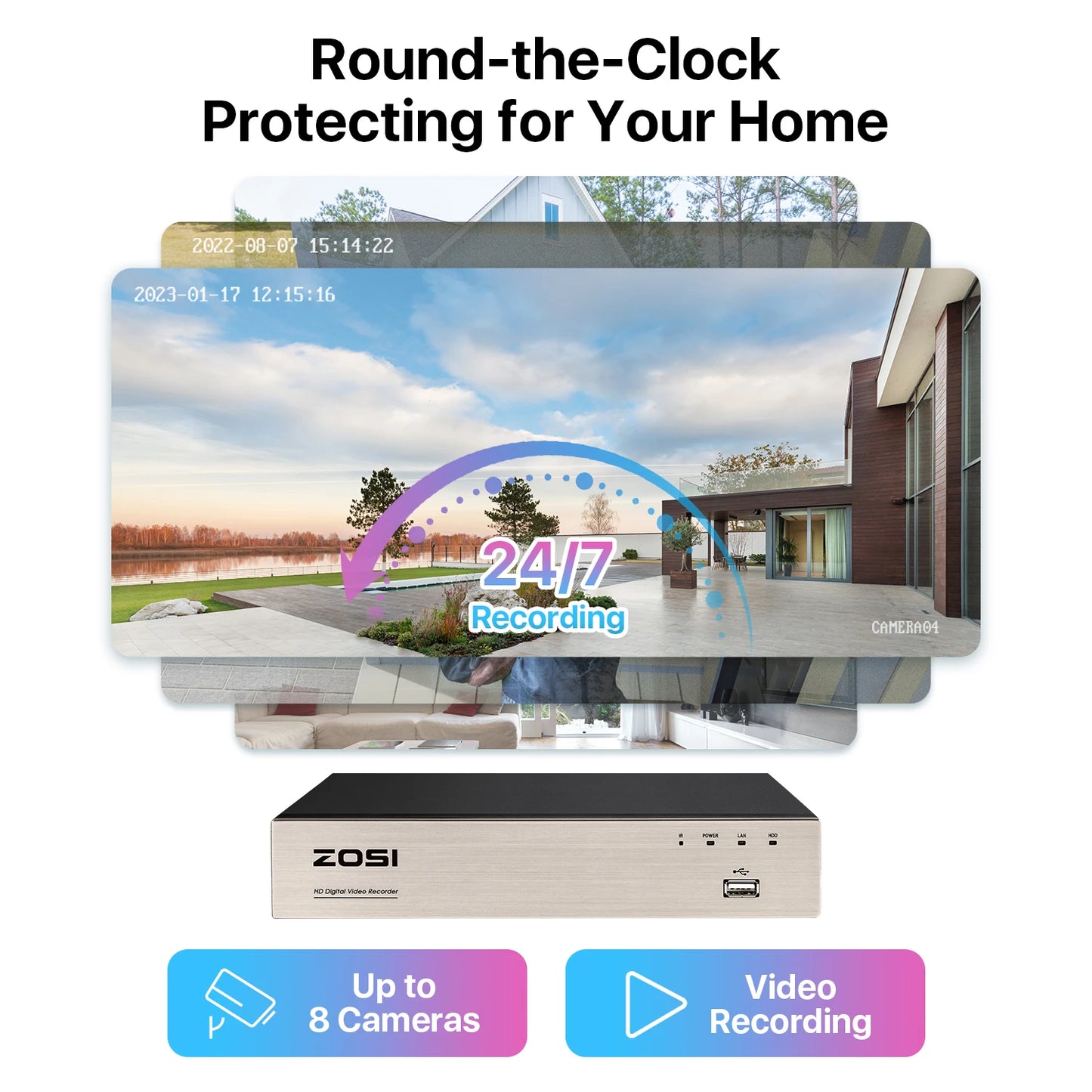 080P CCTV System Outdoor 5MP Lite Video DVR with 2/4/6/8pcs 2MP Wired Security Cam Day/Night Video Surveillance System