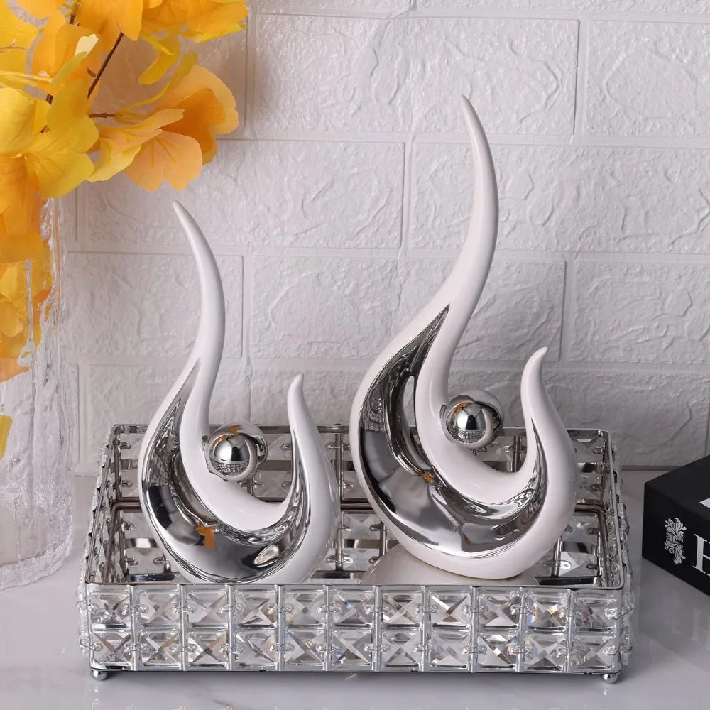 Abstract Art Ceramic Home Decoration,Sculpture and Figurines,Table Decorations, 2Pc
