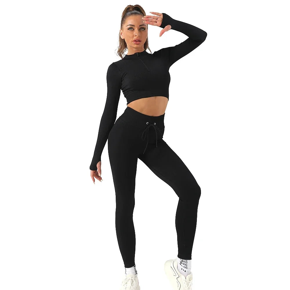 Seamless Gym Clothing Workout Clothes for Women Set High Waist For Fitness