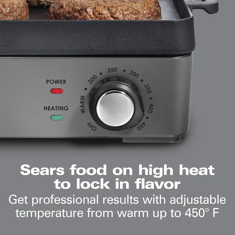 Professional Cast Iron Indoor Electric Grill & Griddle,