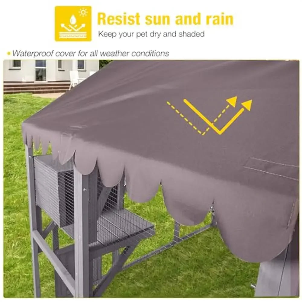 Large Outdoor Cat Enclosure Run with Bridges Walks Resting Rooms Houses Roof Cover