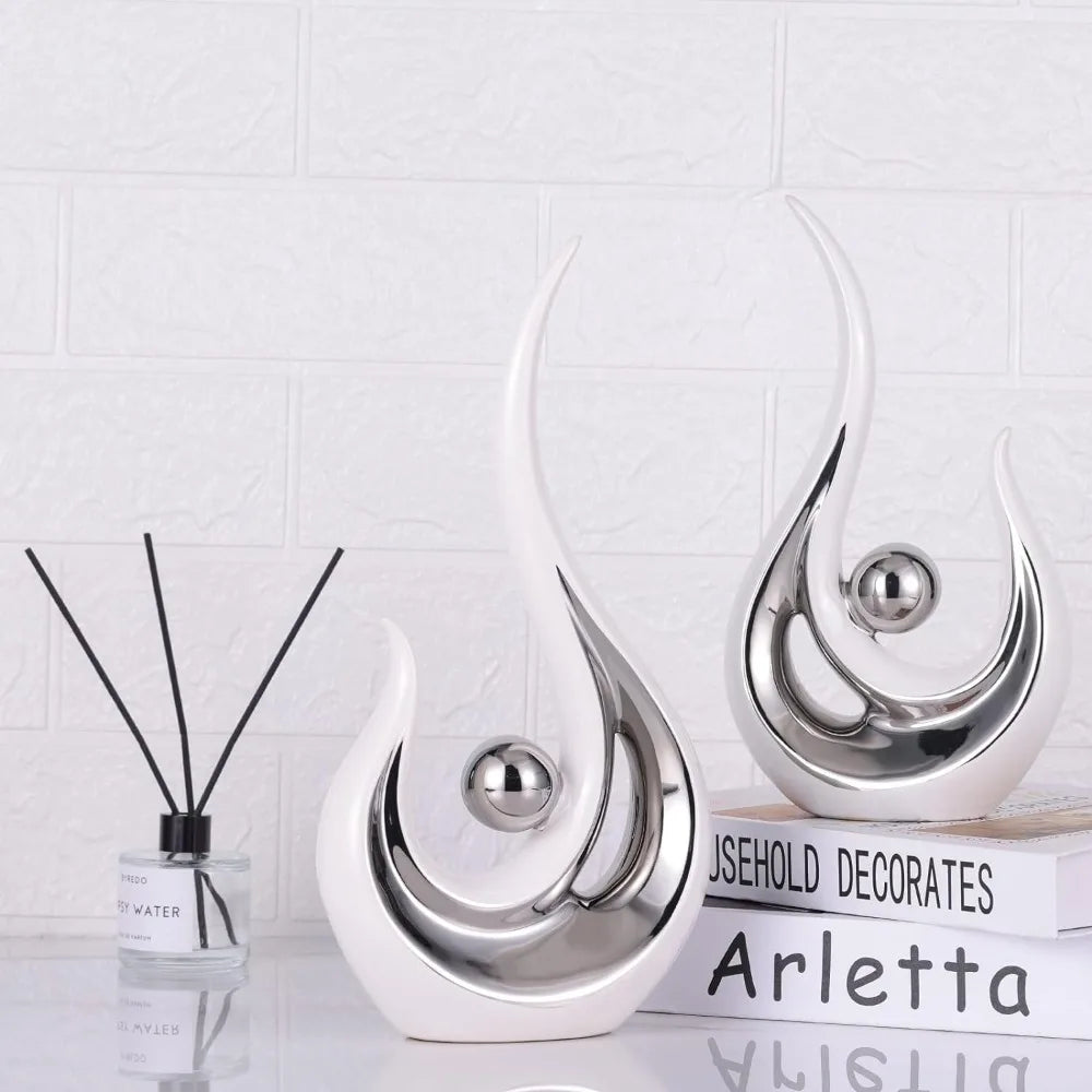 Abstract Art Ceramic Home Decoration,Sculpture and Figurines,Table Decorations, 2Pc
