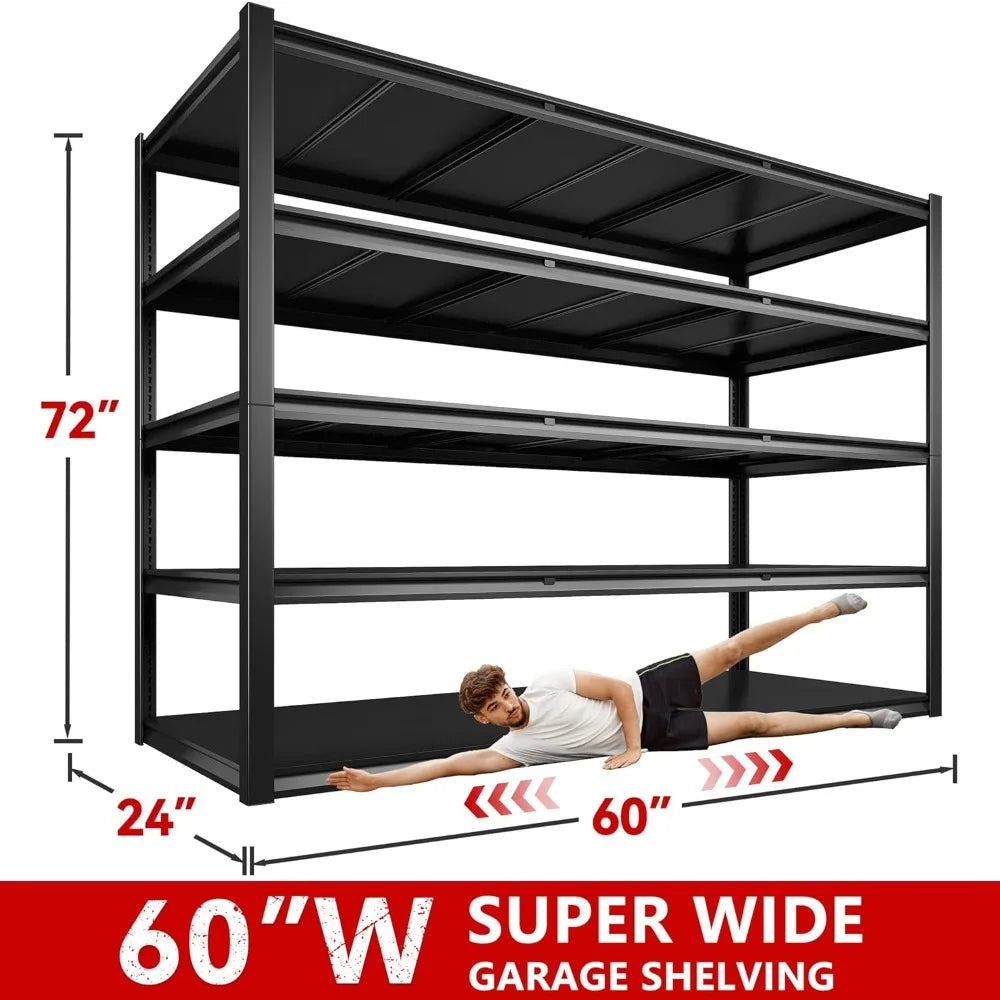 60" W Garage Shelving 3000LBS Heavy Duty Storage Shelves, Adjustable