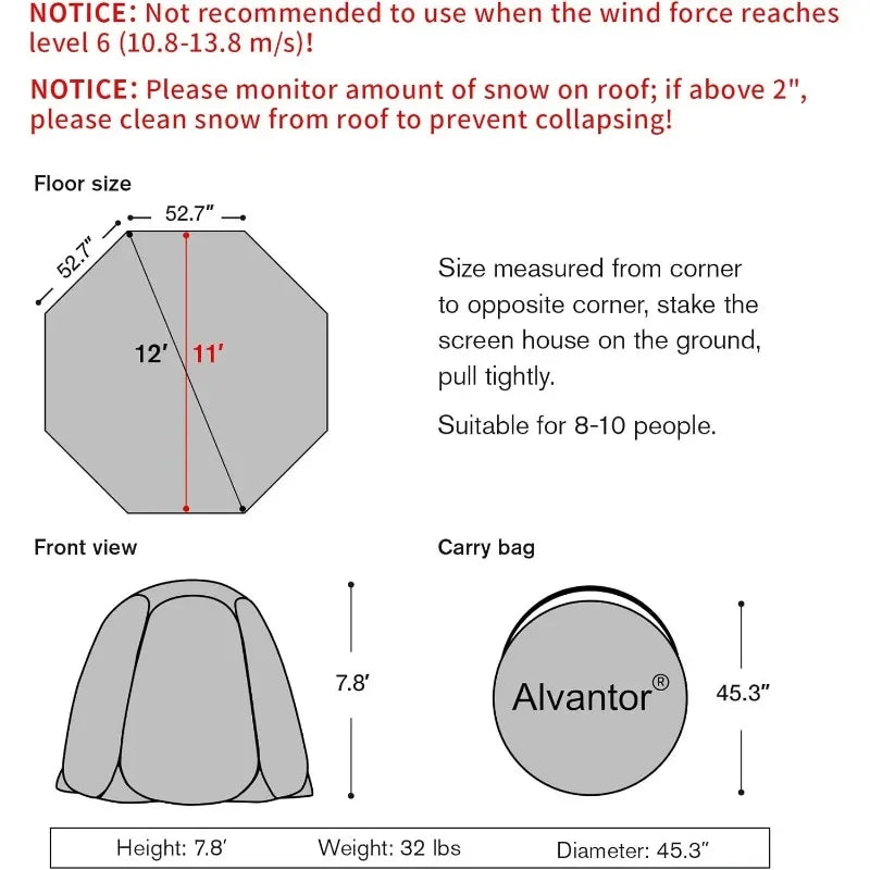 Pop Up Bubble Tent Large Oversize Weather Proof Pod Cold Protection