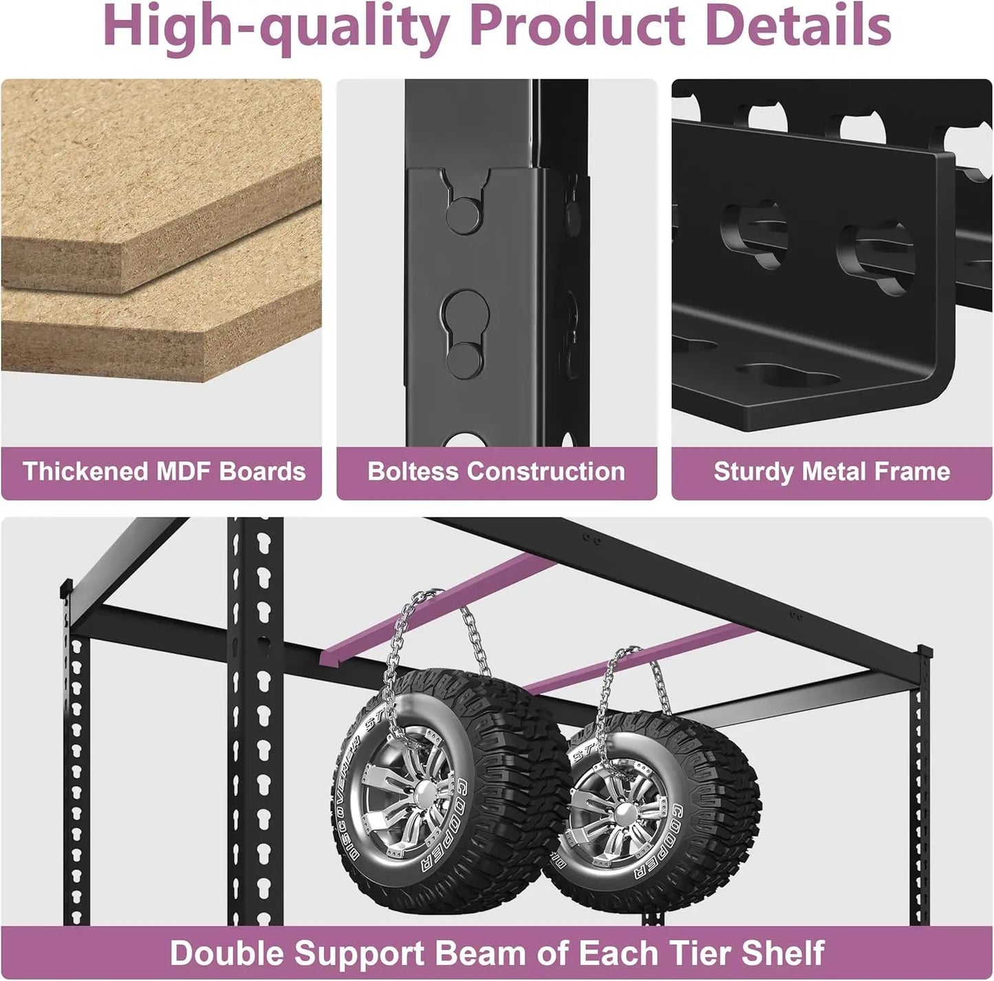 Heavy Duty Storage Shelves 48" W X 24" D X 72" H - 5-Tier Adjustable Metal Garage Shelving Stand
