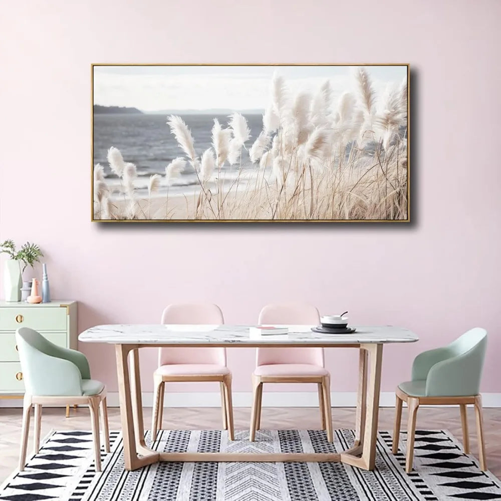 Natural canvas art reed sea view wall decoration bedroom living room decoration