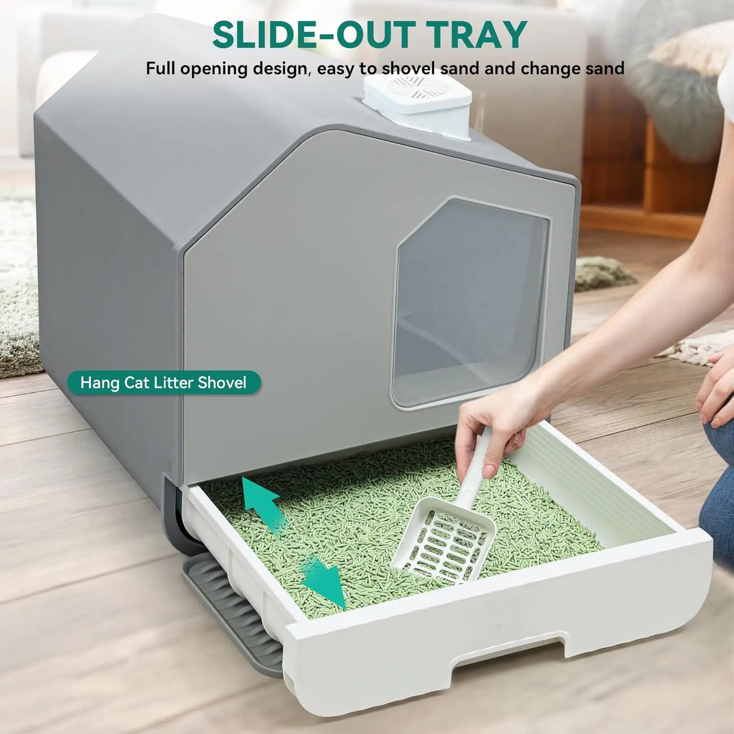 Extra Large  Cat Litter Box with Mat and Litter Scoop Odorless Anti-Splashing