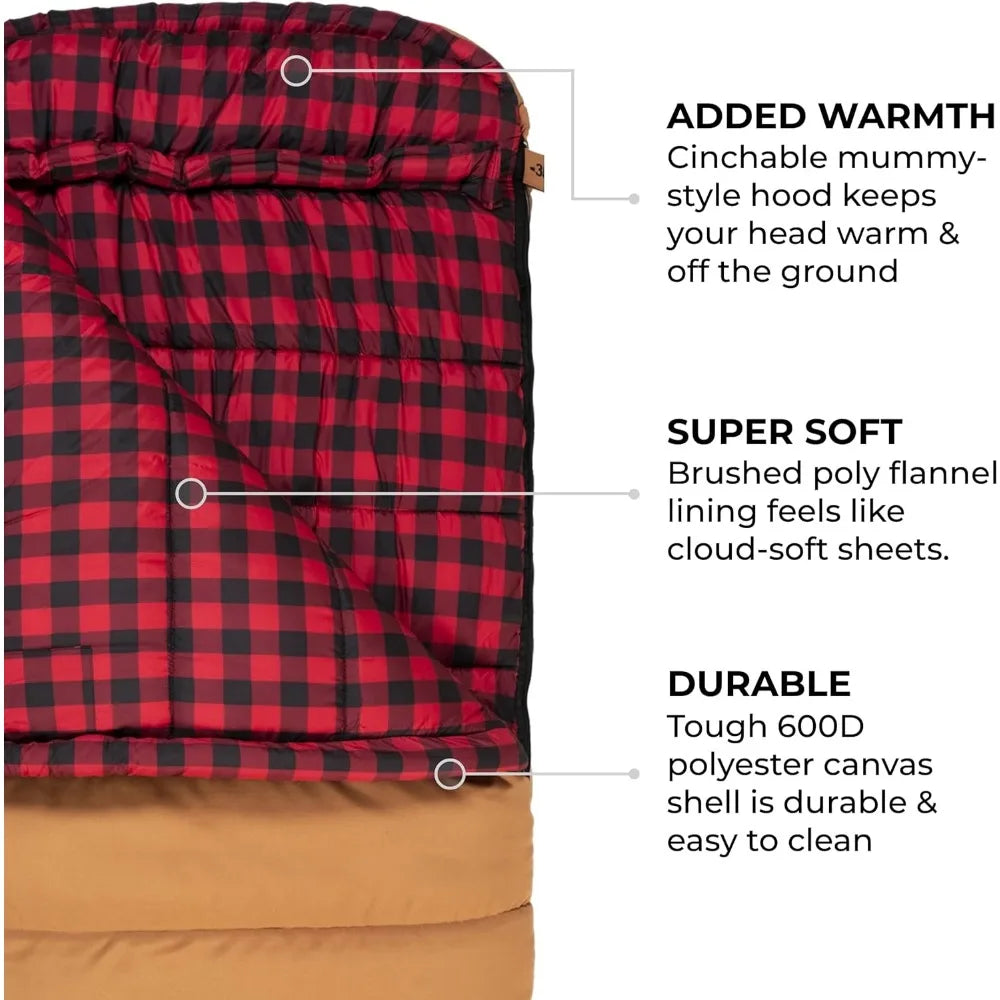0 Degree Sleeping Bag. Warm and Comfortable Camping Tough Canvas