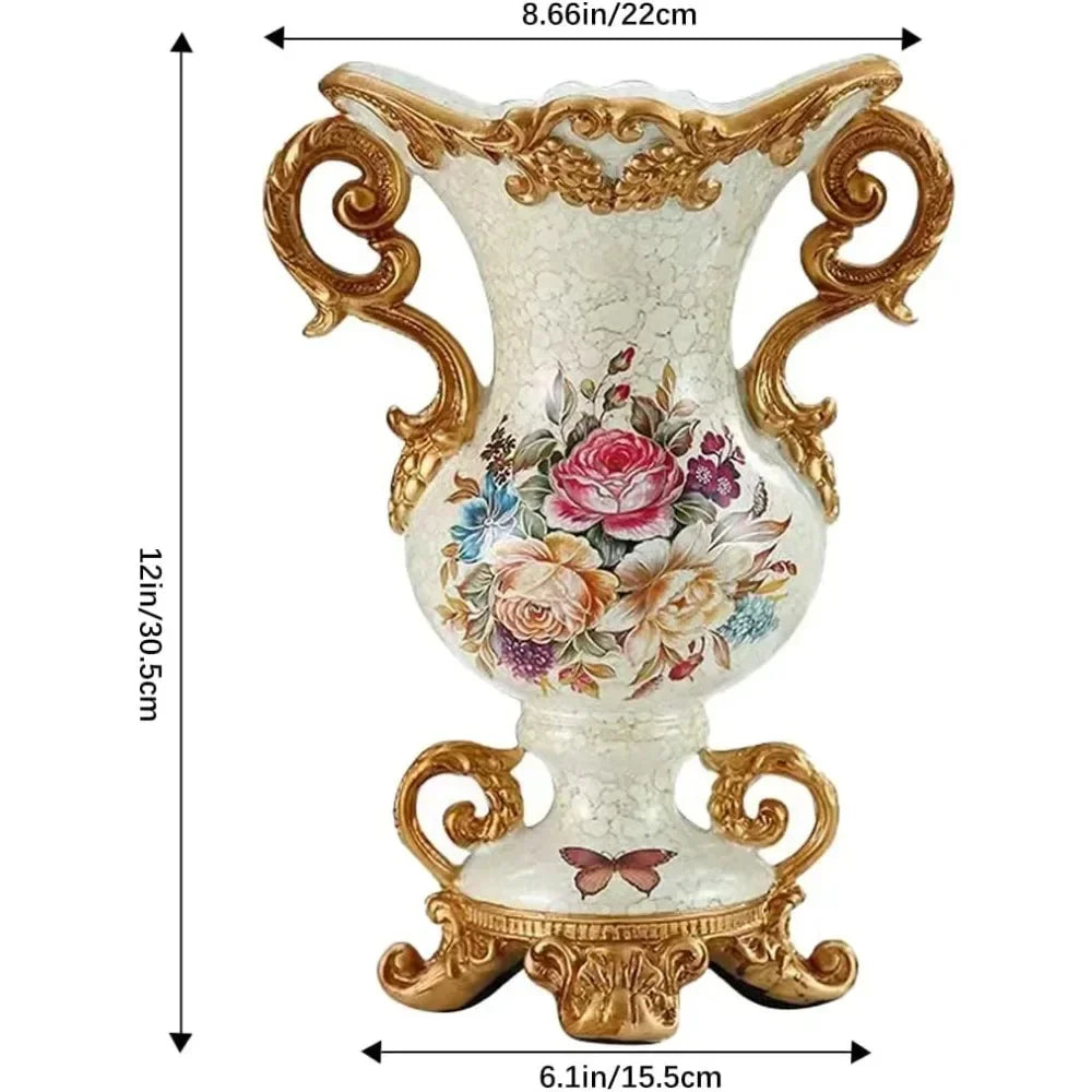 Vase European Style Vintage Resin Large Flower Vases for Centerpiece