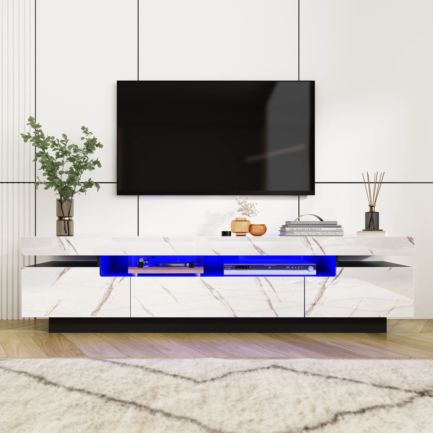 70IN White TV Stand for 75/80 inch TV,