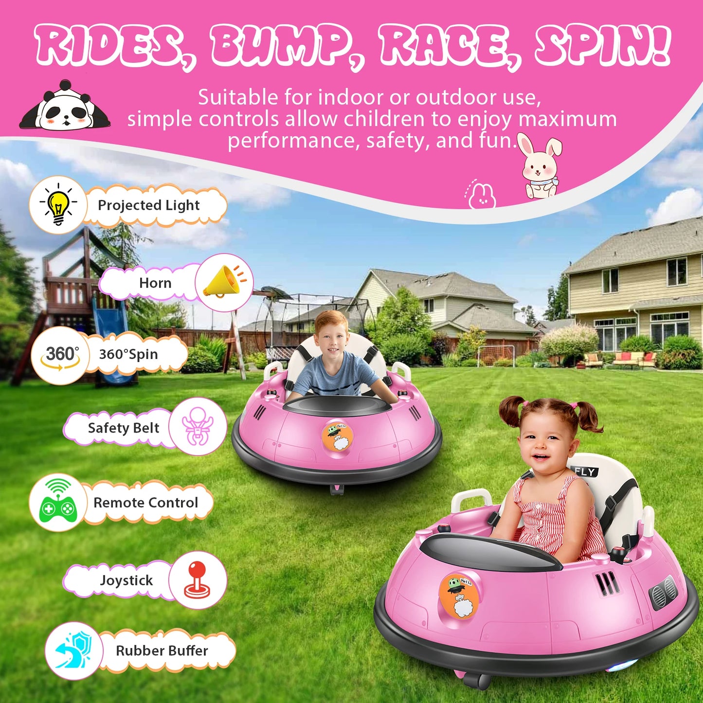 Bumper Car Ride on, Kids Electric Baby Bumper Car for Toddlers,