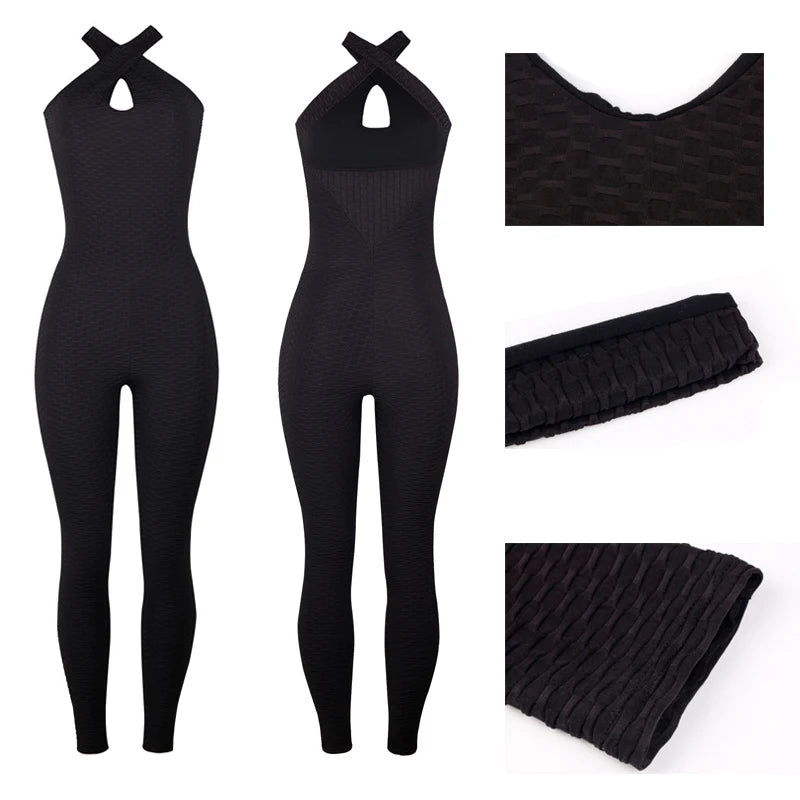 Fashion Women Sport Suit sexy open back Yoga Set Fitness jumpsuit