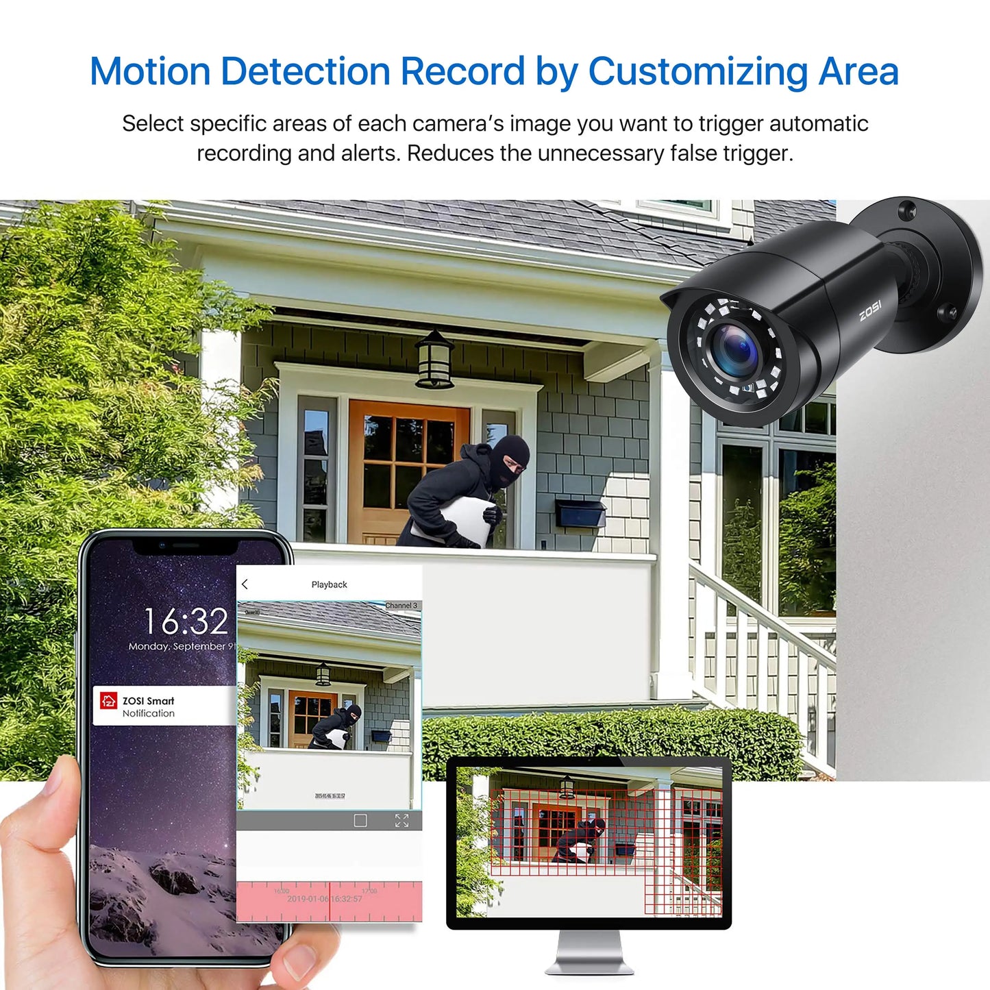 1080P Security Camera System 8CH Wired DVR Kit for Outdoor Indoor with Waterproof Night Vision CCTV