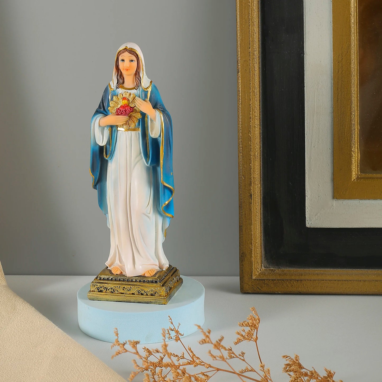 Virgin Mary Statue Sacred Heart Figure Resin Sculpture Savior Figurine