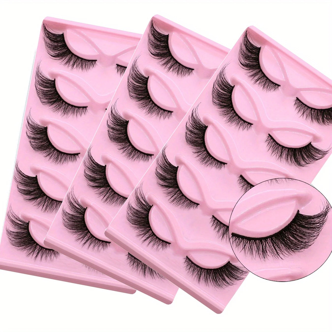 15Pairs/3Pack Cat Eye Lashes Long  Cat Eye Look  Elongated Strip Thick Eyelashes