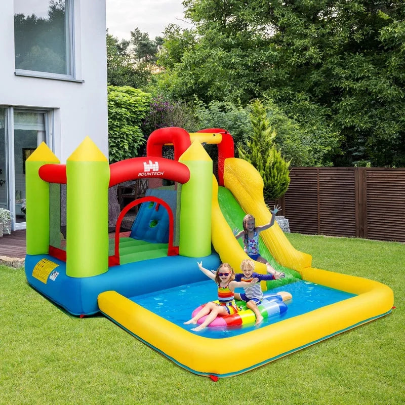 Inflatable Water Slide, Bounce House Combo for Kids Outdoor Fun