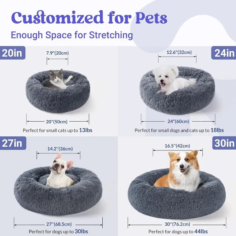 Dog Bed for Small Medium Dog, 30 inches Bed Machine Washable, Non-Slip Fur Large Cat Bed