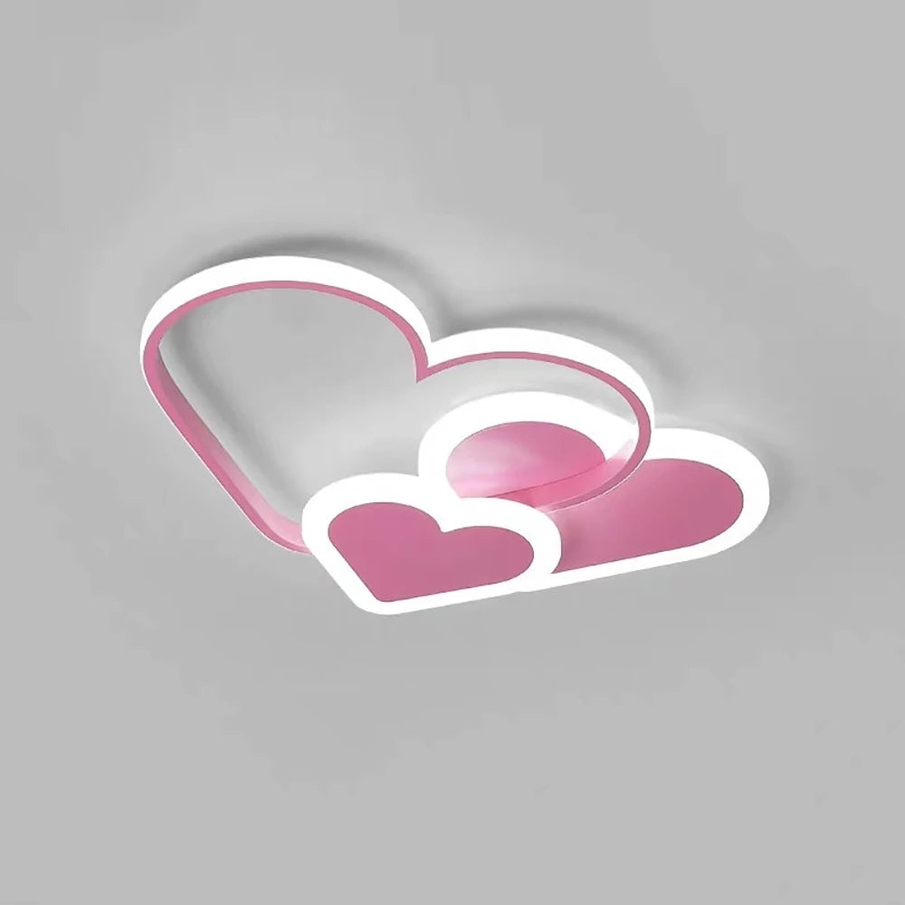 Children Room Ceiling Spotlight Heart Shaped Light Pink Girl Lamp W/Remote