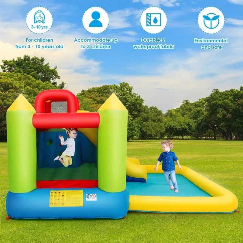 Inflatable Water Slide, Bounce House Combo for Kids Outdoor Fun