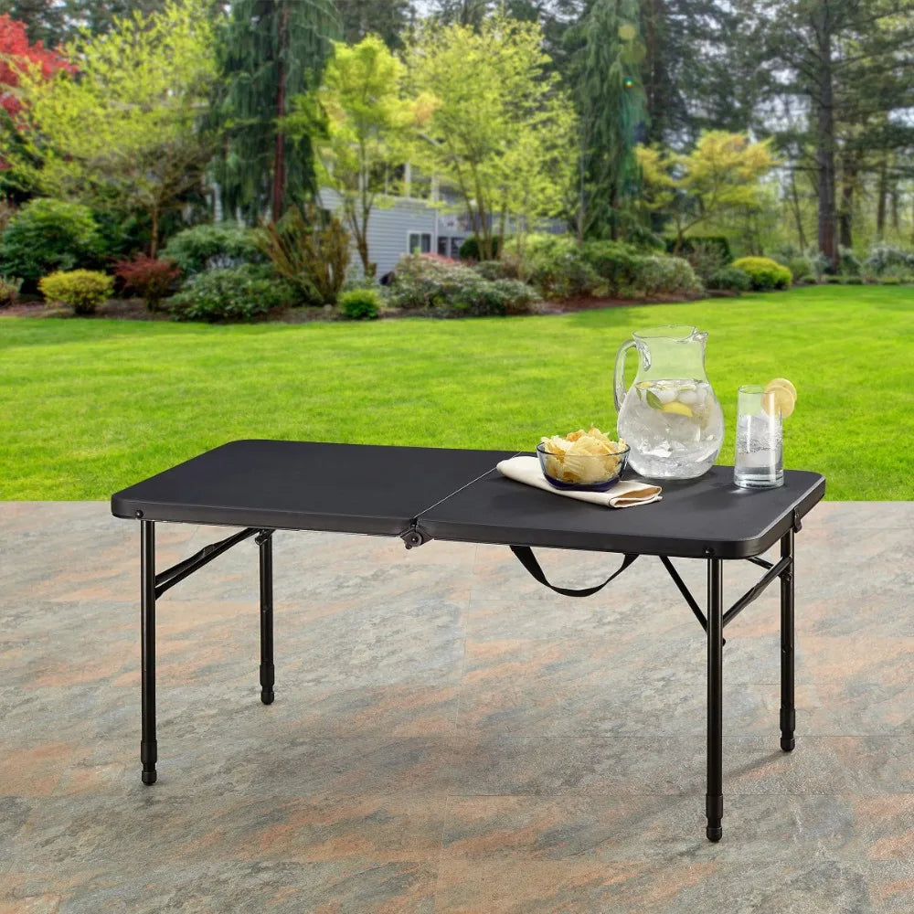 Adjustable Height Fold-in-Half Folding Table