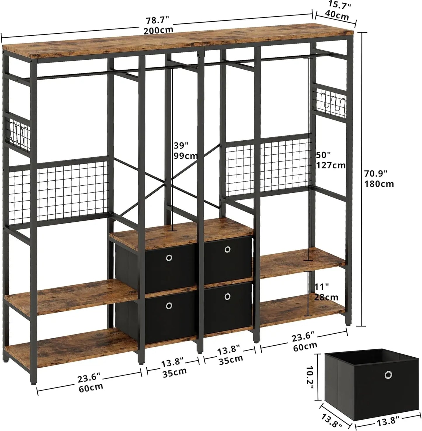 Garment Racks with Shelves 4 Drawers, HEAVY DUT6Y