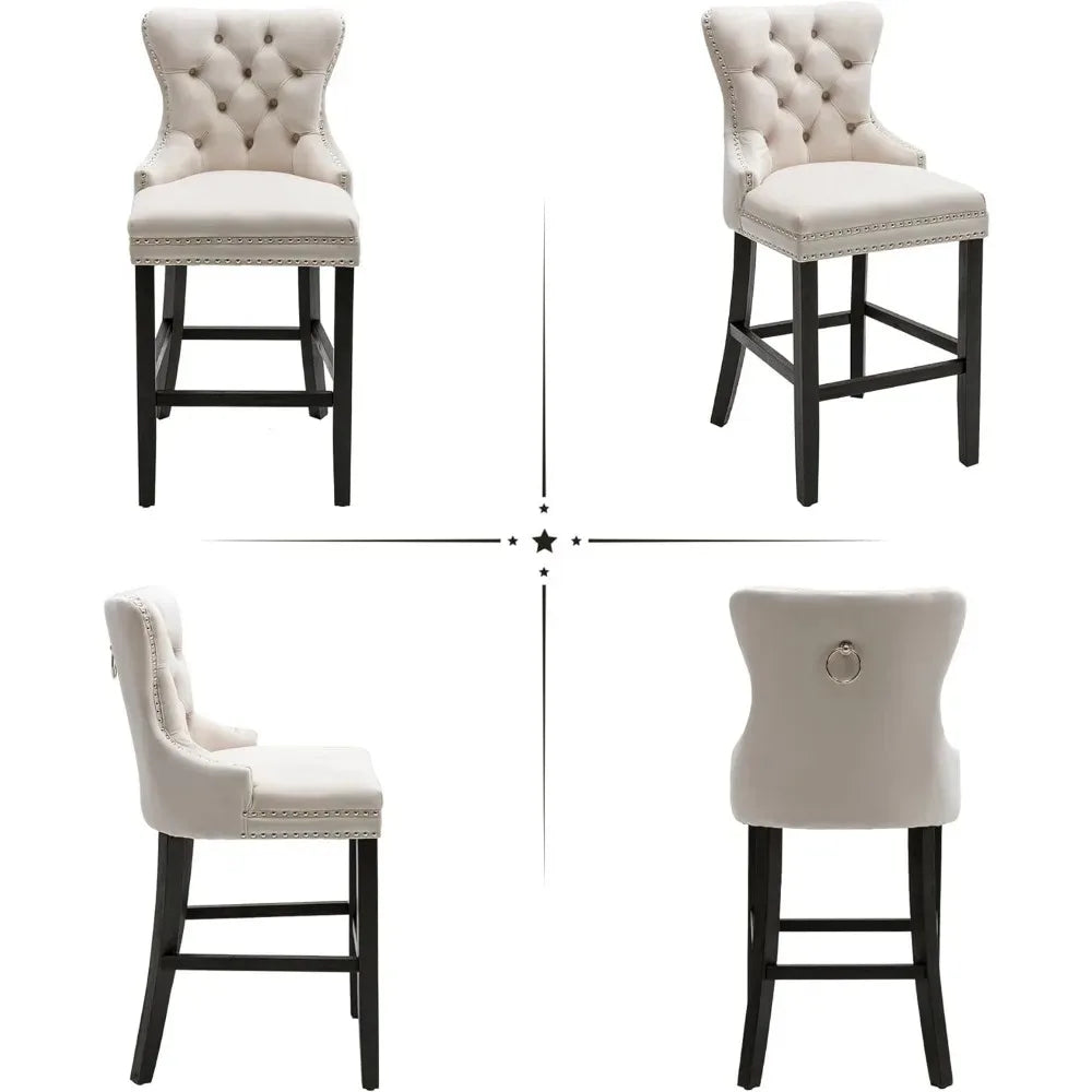 Set of 2, 26 Counter Height Stools with Button Island, Bar Stools