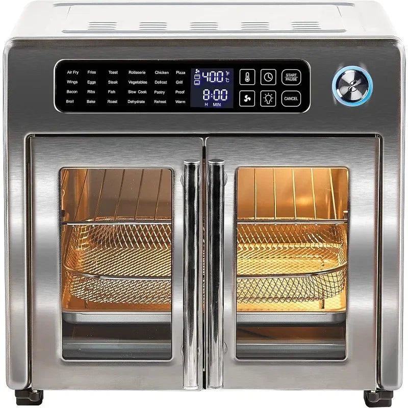 26 QT Extra Large Air Fryer, Convection Toaster Oven with French Doors, Stainless Steel