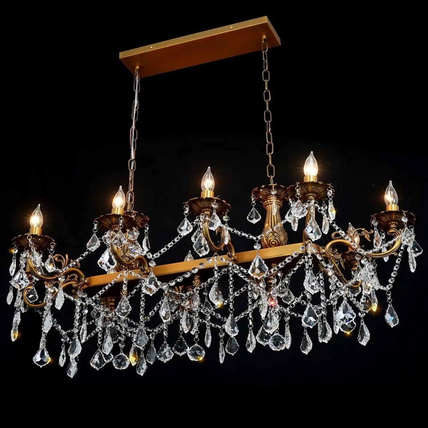 Chandelier Island Lighting 10 Lights Candle Rectangle Hanging Ceiling Pendant Light