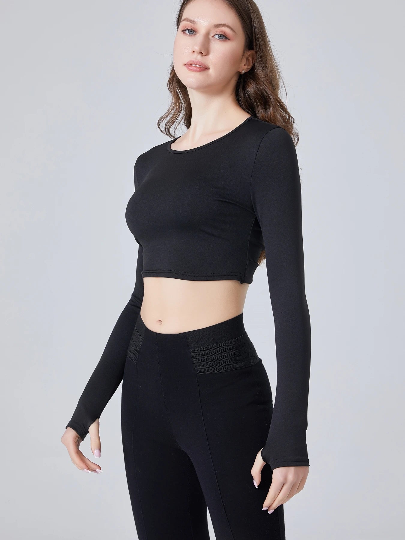 Back Breathable Hollow Sports Long Sleeve Workout Top