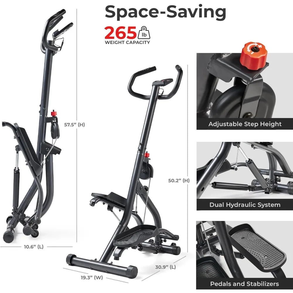 Stair Stepper w/Handlebar, Extended Step Range Machine for Climbing