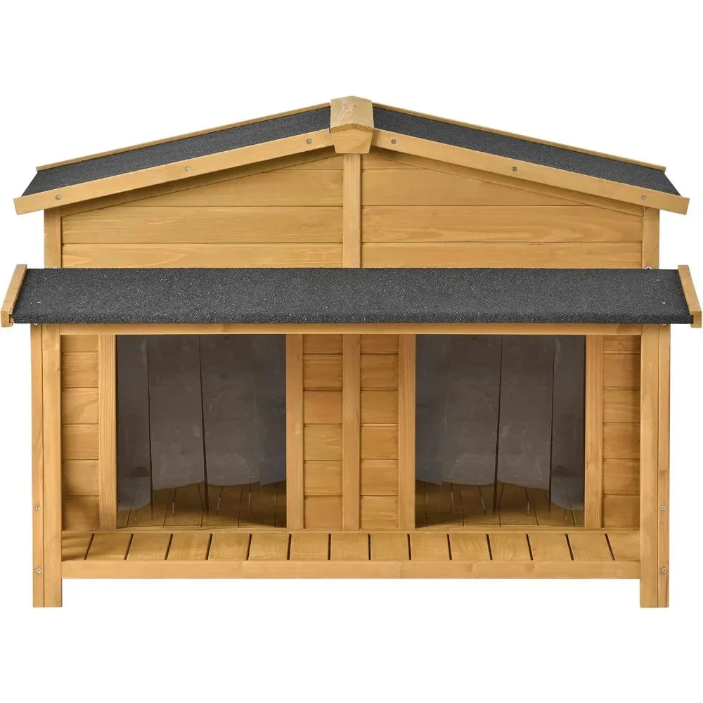 47" Outdoor Wooden Dog House with Porch,