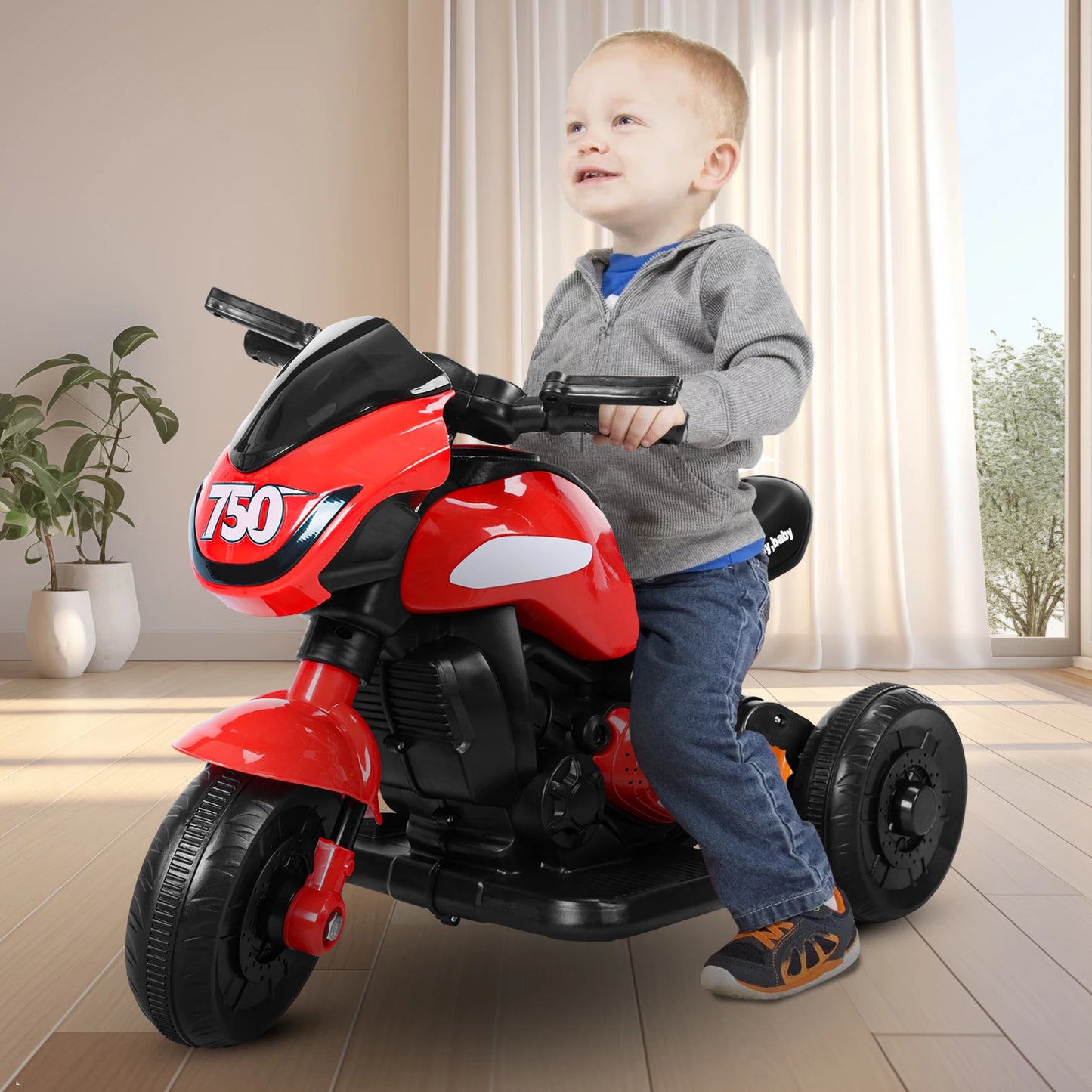 Kids Electric Tricycle Motorcycle Ride-on 3-Wheel Battery Powered Motorbike for Kids 1-6, Bluetooth