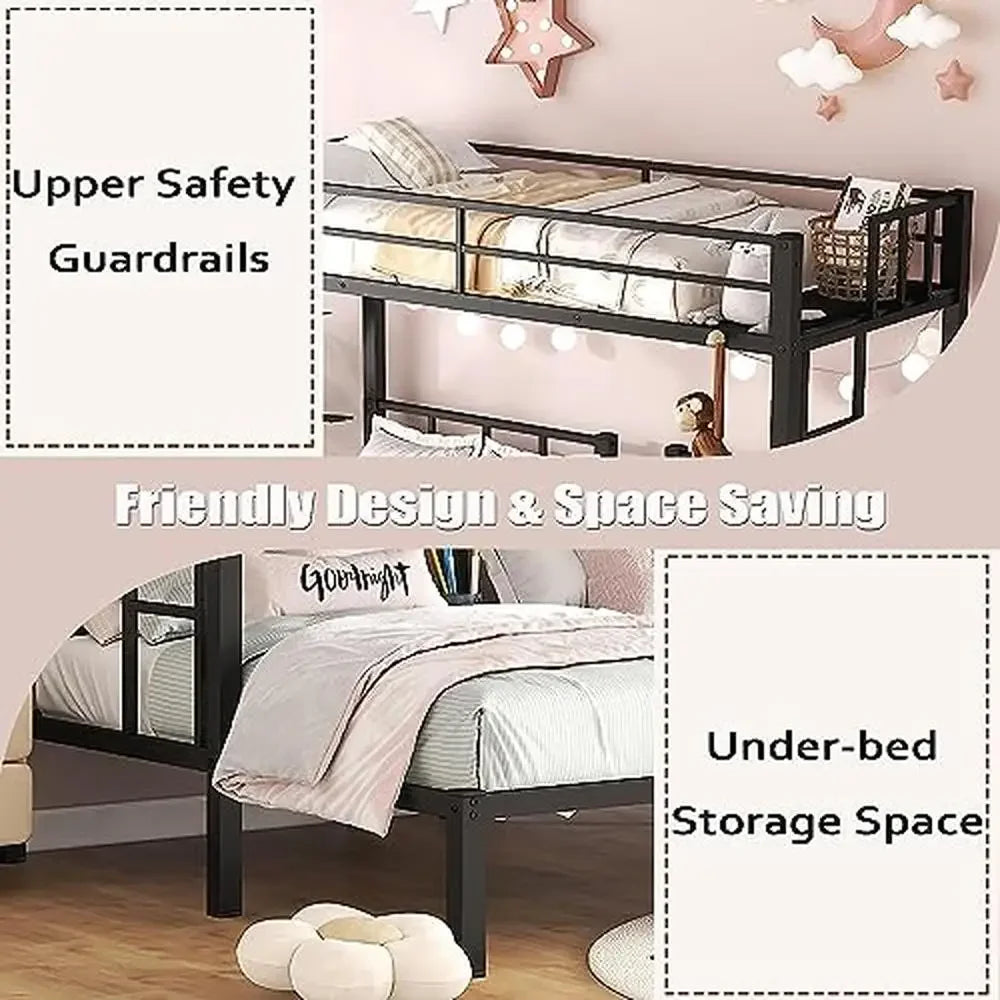 Metal Triple Bunk Beds Kids Teens Space Saver Three Beds