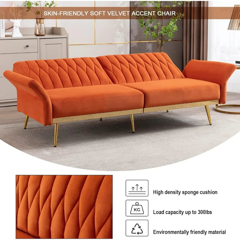 Futon Sofa Bed 70 Inch Width (Orange) Home Furniture