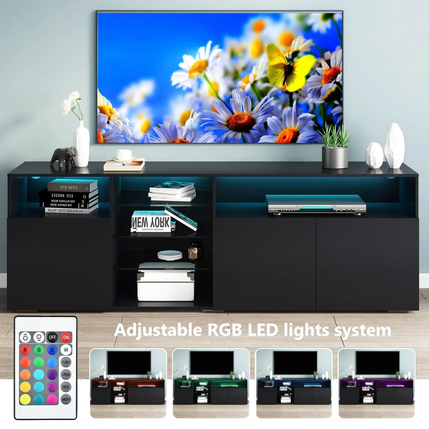 63" LED TV Stand for 65/70 inch TV,  High Gloss TV Cabinet