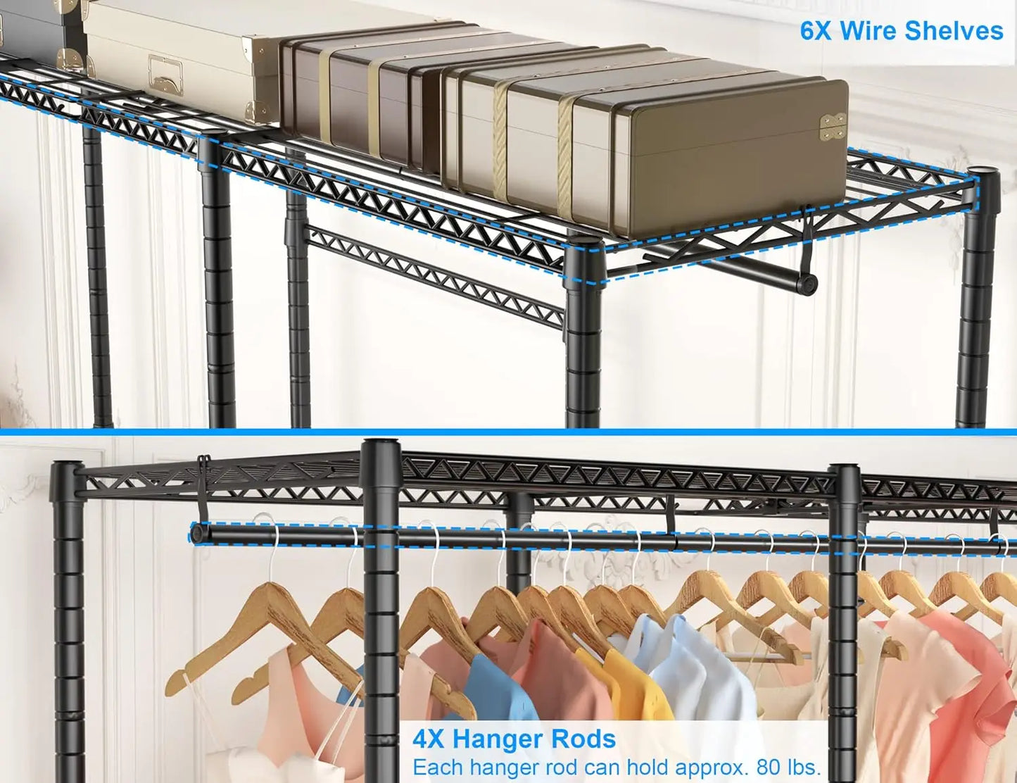 4 Tiers Freestanding Heavy-Duty Closet Organizer and Storage System