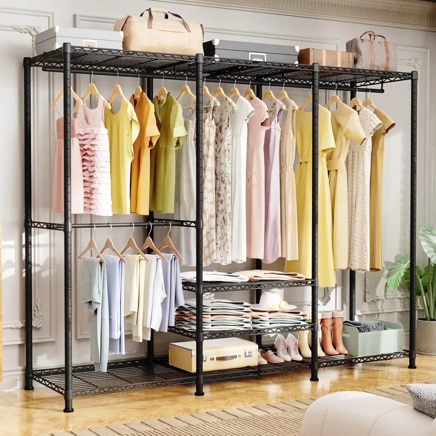 4 Tiers Freestanding Heavy-Duty Closet Organizer and Storage System