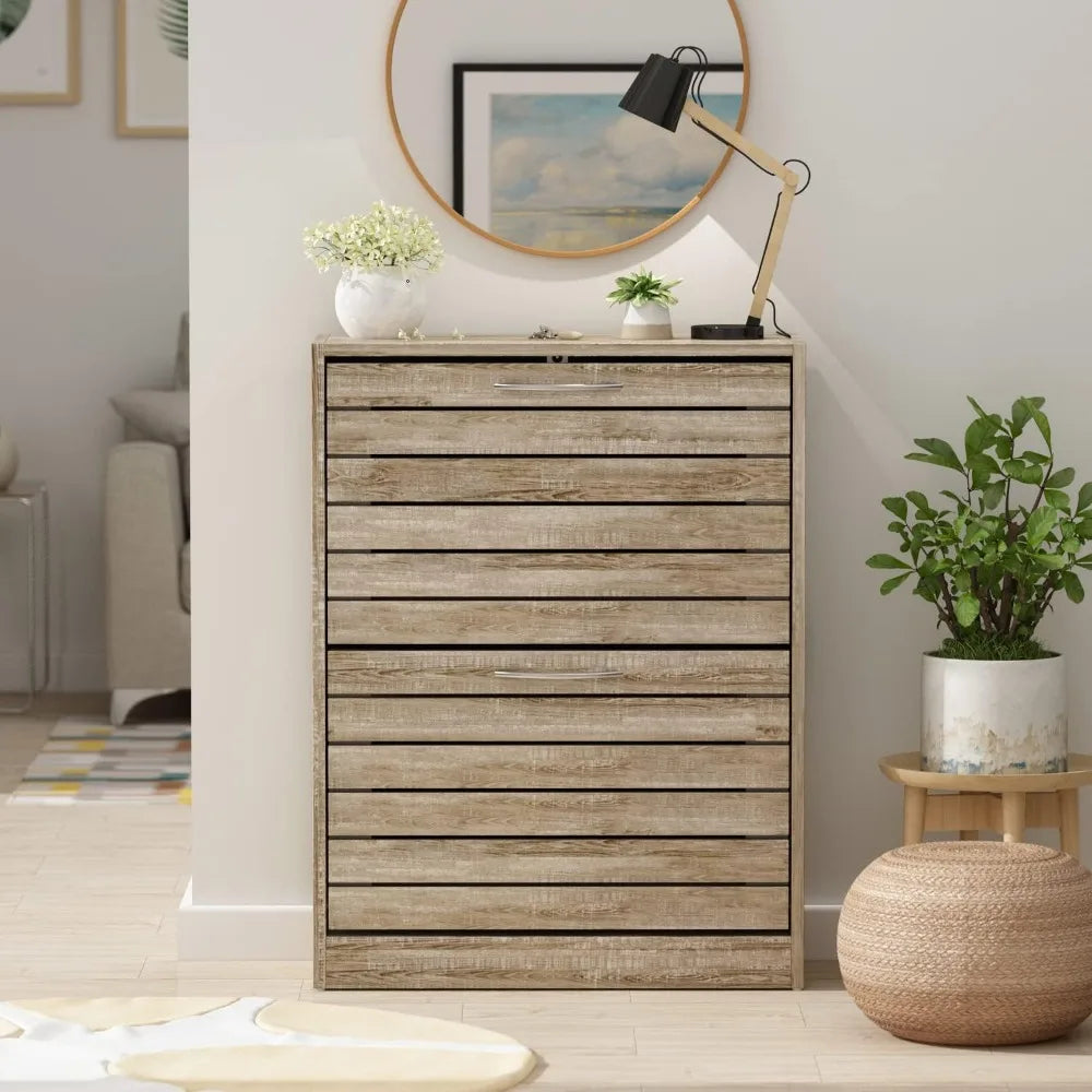 Shoe Storage Cabinet with 2 Flip Drawers