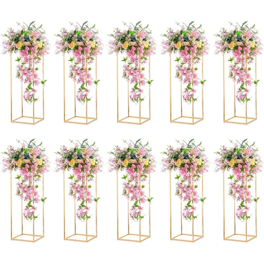 10 Pcs Gold Vase, Stand Road Lead  Centerpiece Vase for Tables, 31½ Inch Tall