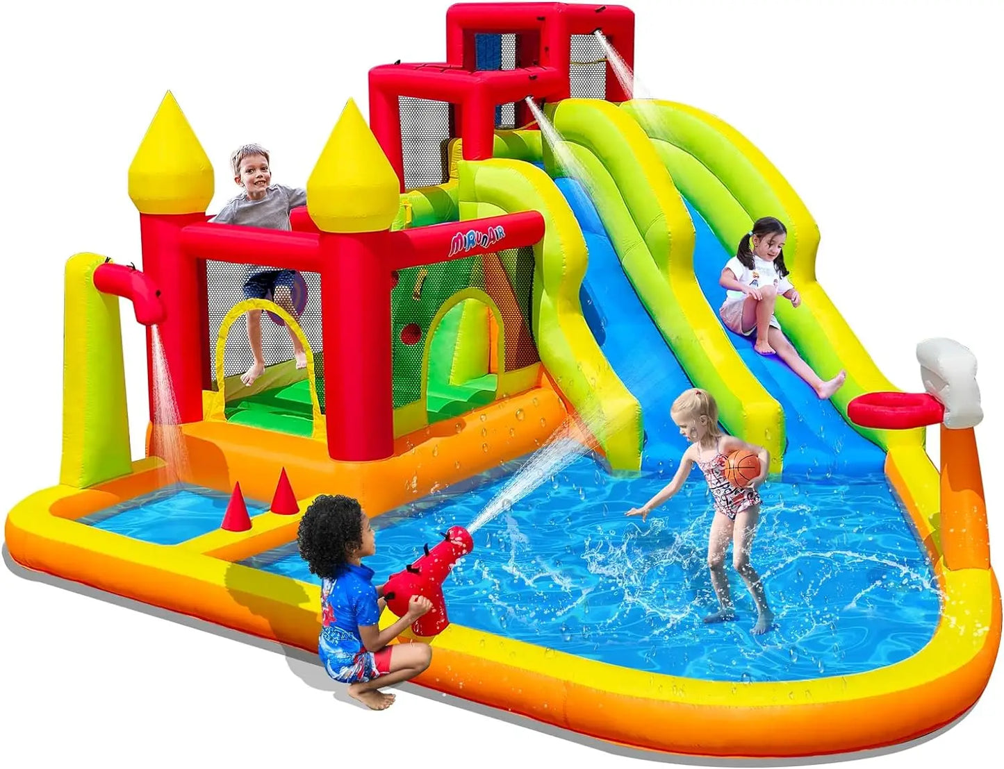 Inflatable Pool Slide Pop Dive Prak with Blowers Splash Pool