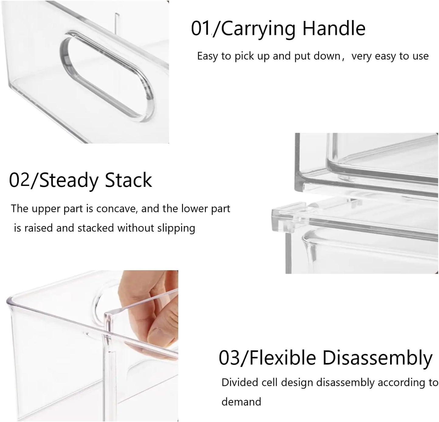 4pack Stackable Refrigerator Organizer Bins with Pull-Out Drawer