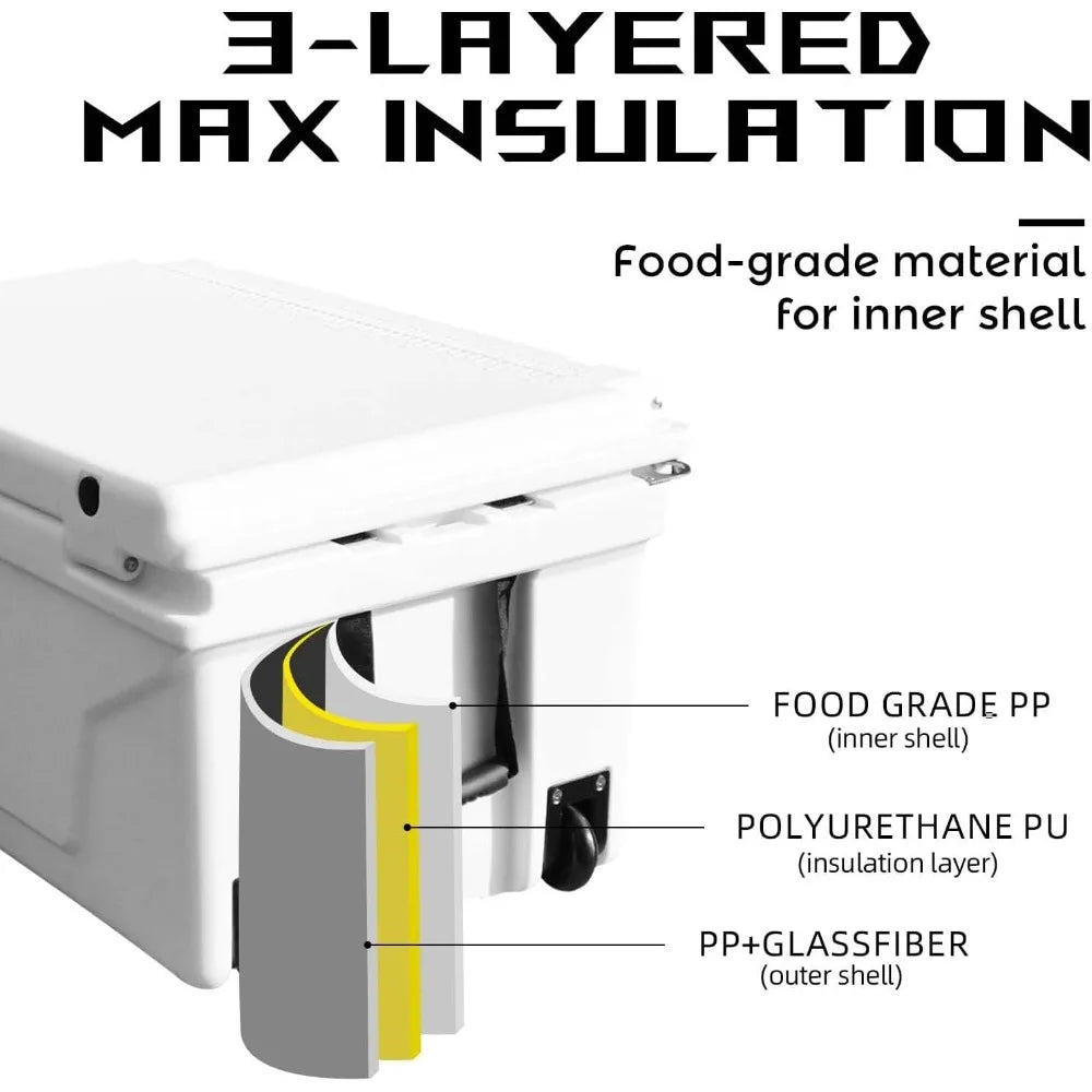 Portable Cooler Box 65QT, Extra Large Capacity Insulated Ice Chest