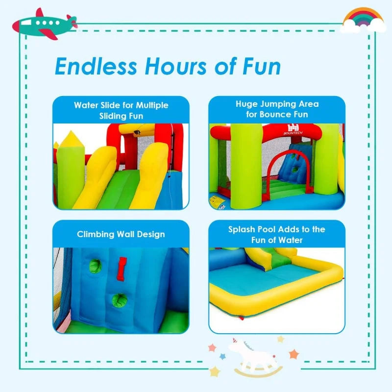 Inflatable Water Slide, Bounce House Combo for Kids Outdoor Fun