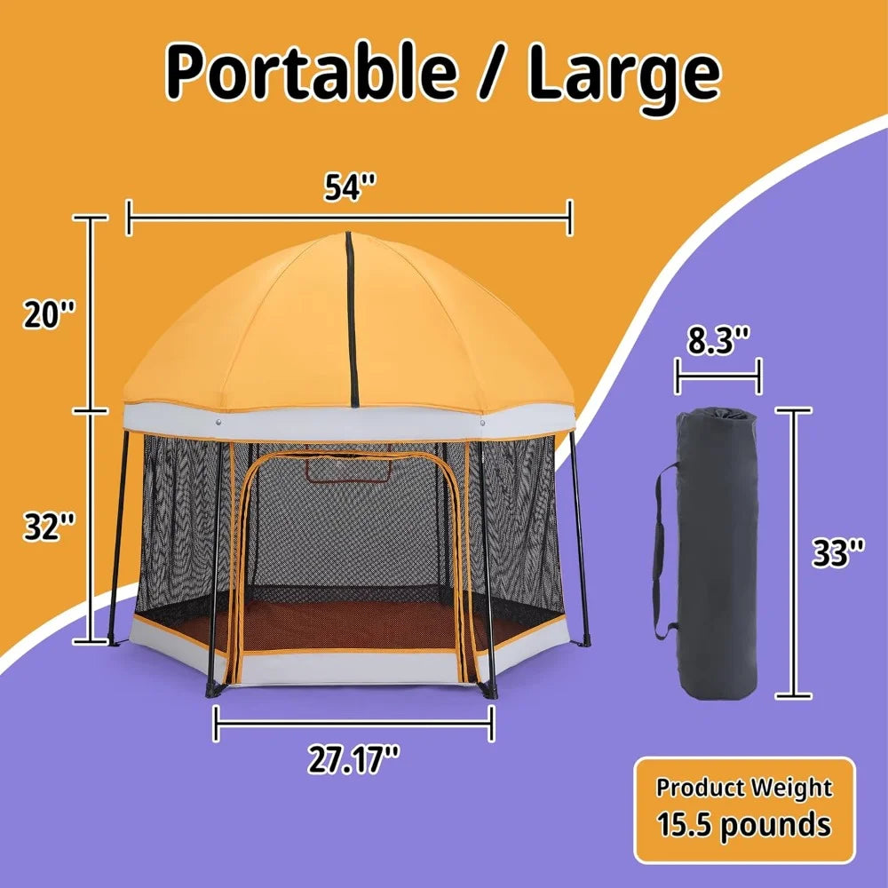 Portable Playpen with Canopy and Mattress Outdoor and Indoor 54"