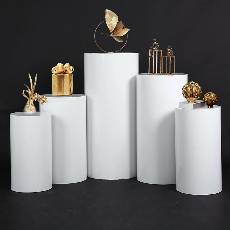 Event Decor Cylinder Pedestal Stand Metal Risers Set Dessert Cake Stand