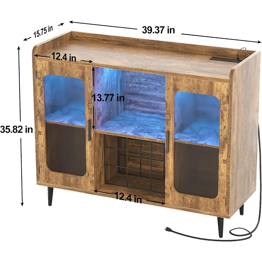 Wine Bar Cabinet with Power Outlet, Liquor Cabinet Bar LED Light and Glass Holder, Home Coffee Bar